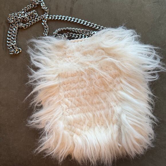 NEW Stella Mccartney Falabella Mini Fur Tote Bag Silver Chain - Picture 8 of 16